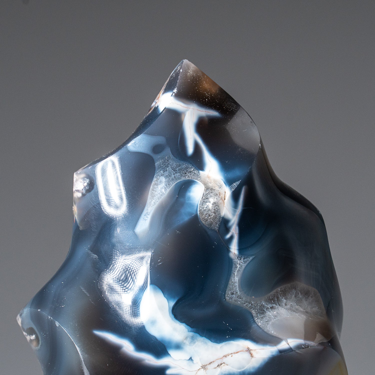 Genuine Polished Blue Chalcedony Orca Stone Flame Freeform (1.5 lbs)