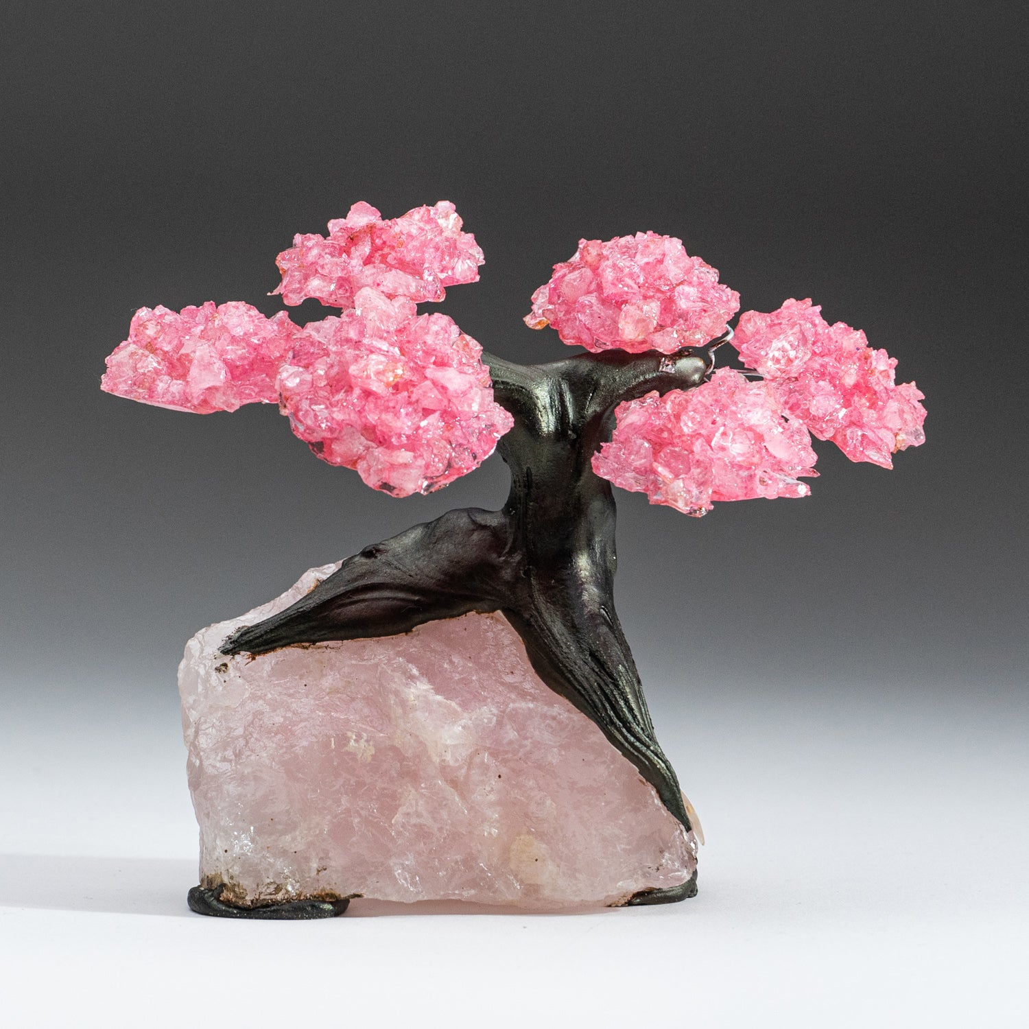 Small - Genuine Rose Quartz Clustered Gemstone Tree on Rose Quartz Matrix (The Love Tree)