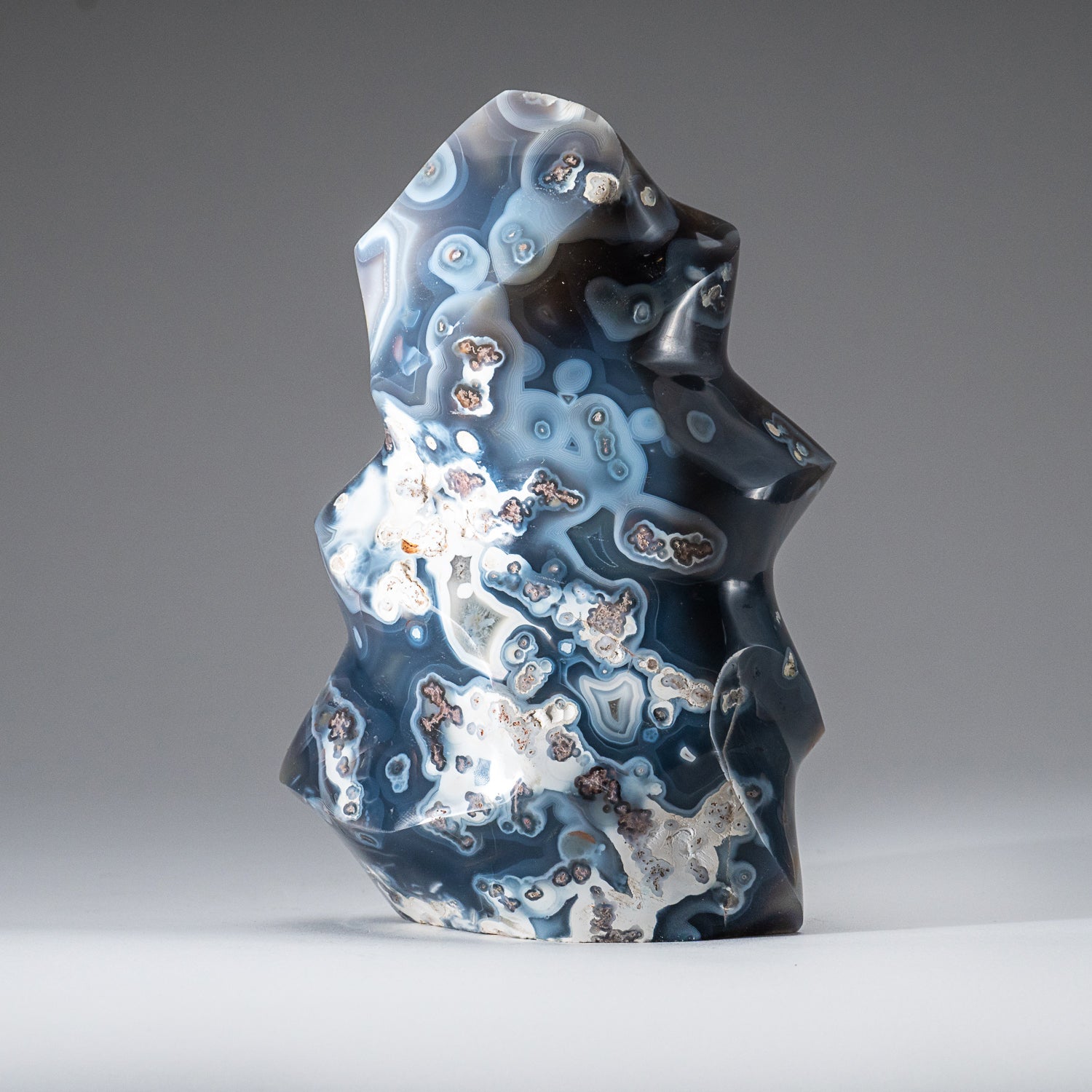 Genuine Polished Blue Chalcedony Orca Stone Flame Freeform (2.3 lbs)