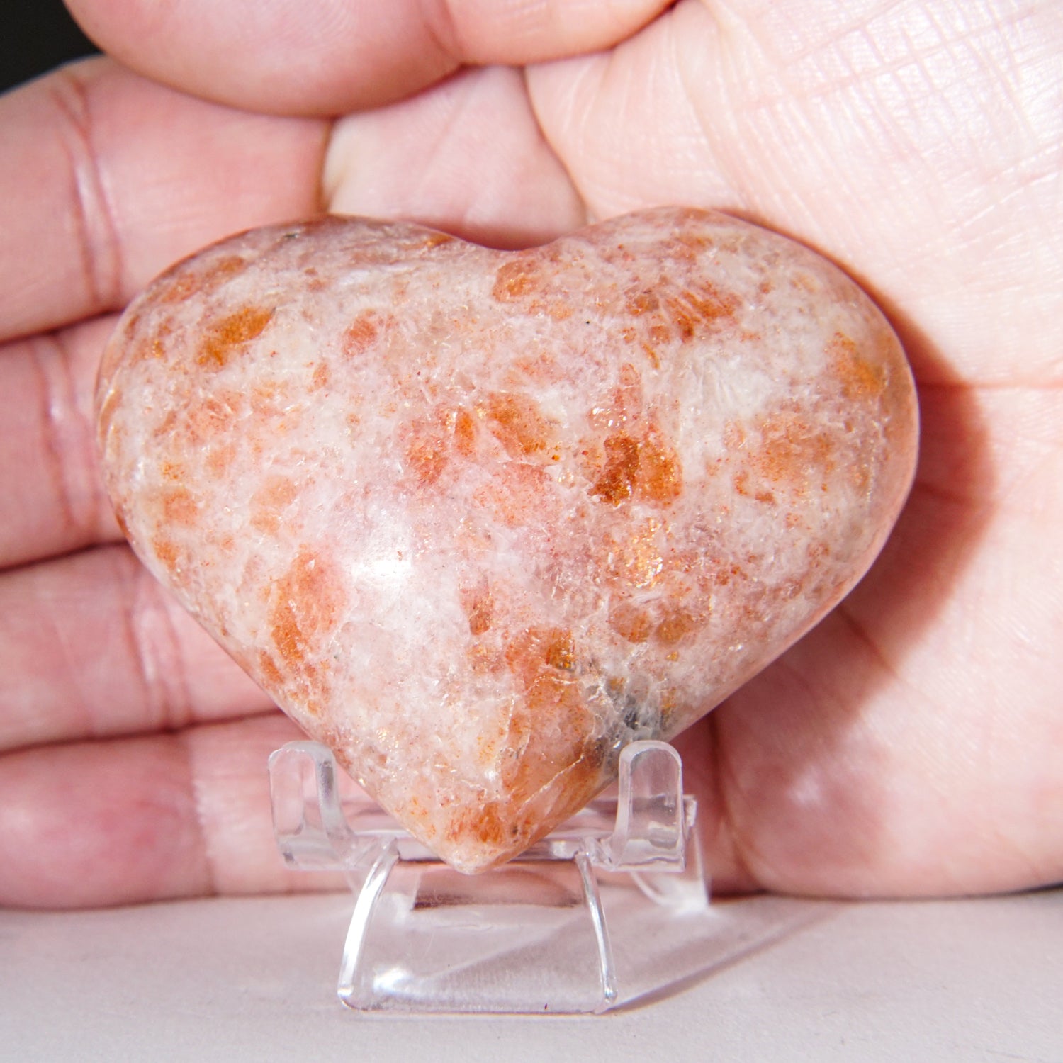 Genuine Polished Sunstone Heart (100 grams)