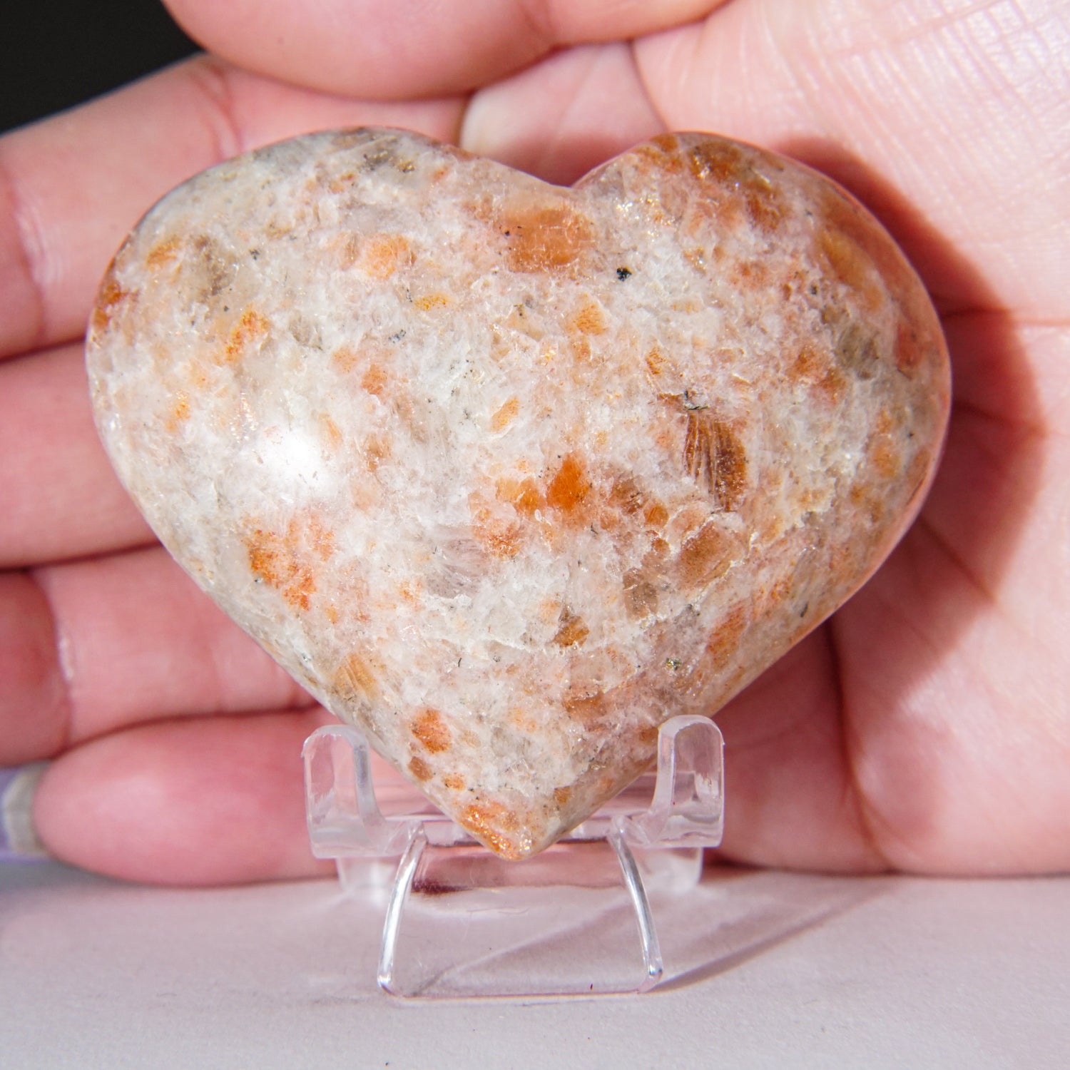 Genuine Polished Sunstone Heart (114 grams)