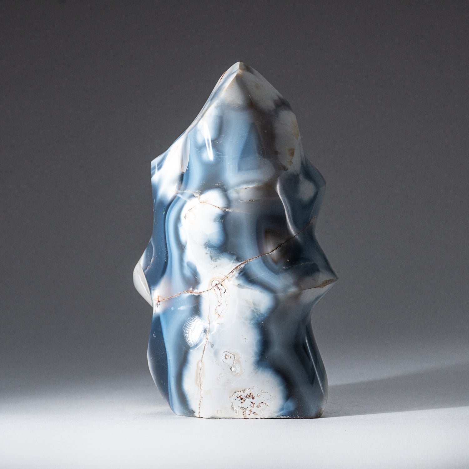 Genuine Polished Blue Chalcedony Orca Stone Flame Freeform (1.9 lbs)