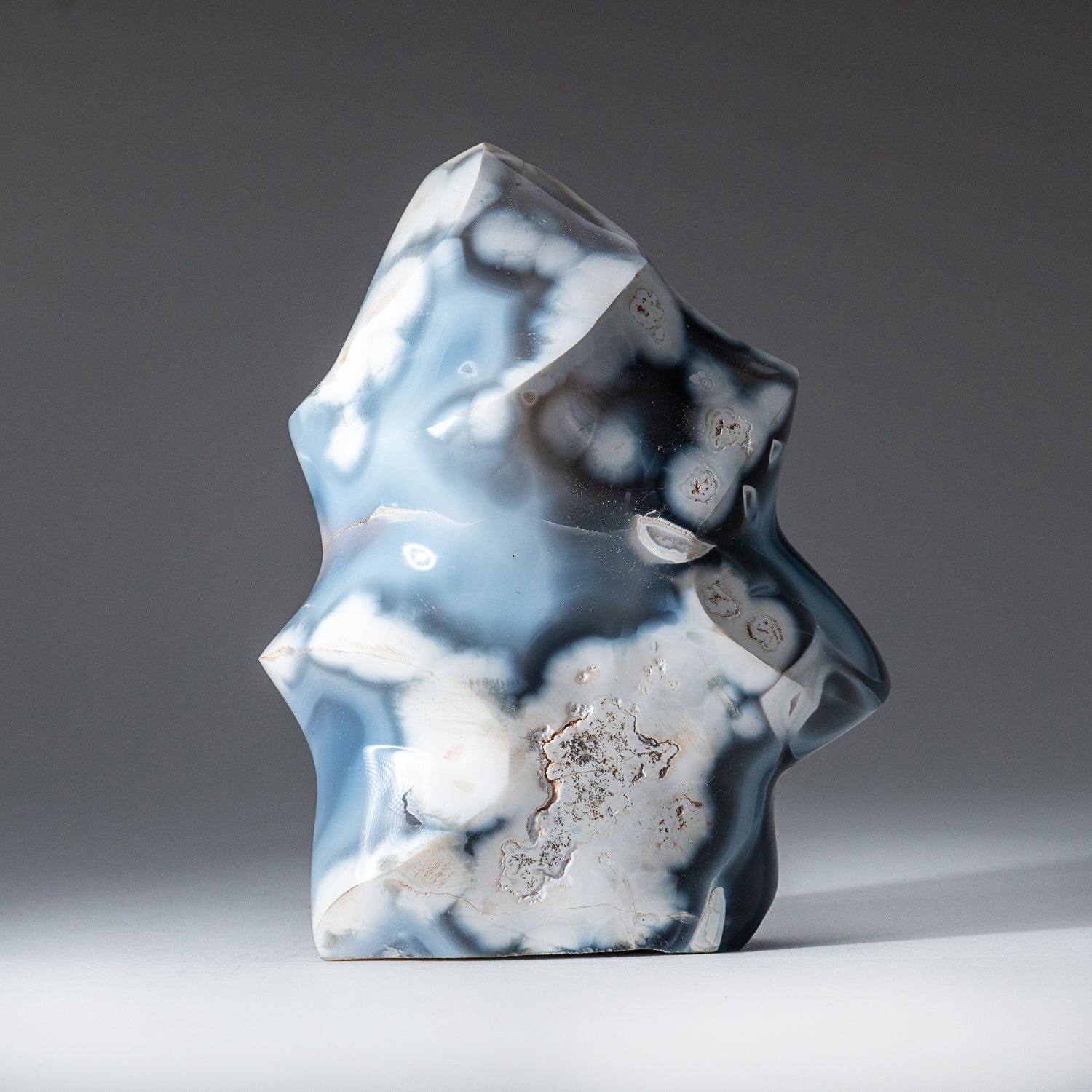 Genuine Polished Blue Chalcedony Orca Stone Flame Freeform (1.9 lbs)
