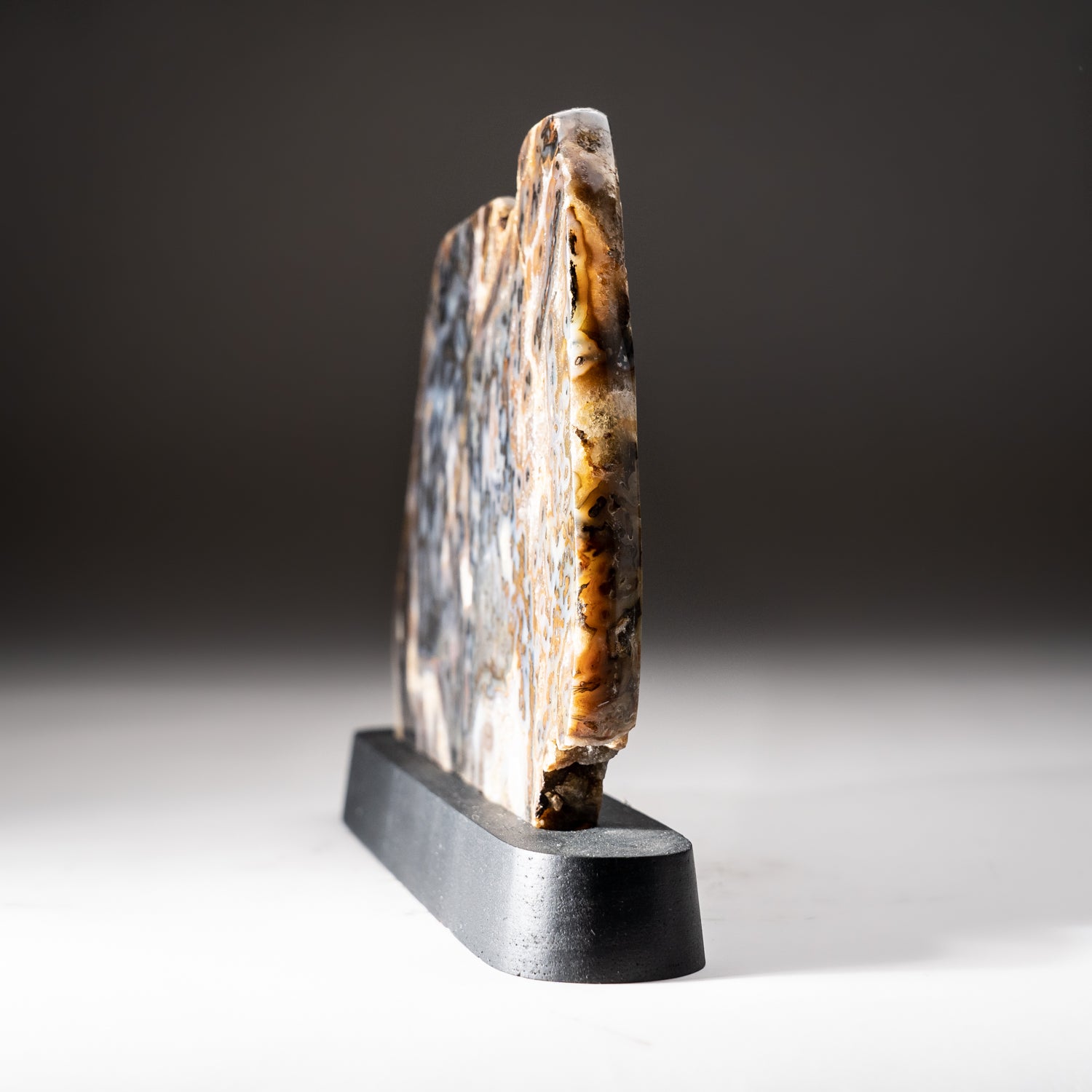 Polished Natural Agate Slice on Wooden Stand (1.8 lbs)