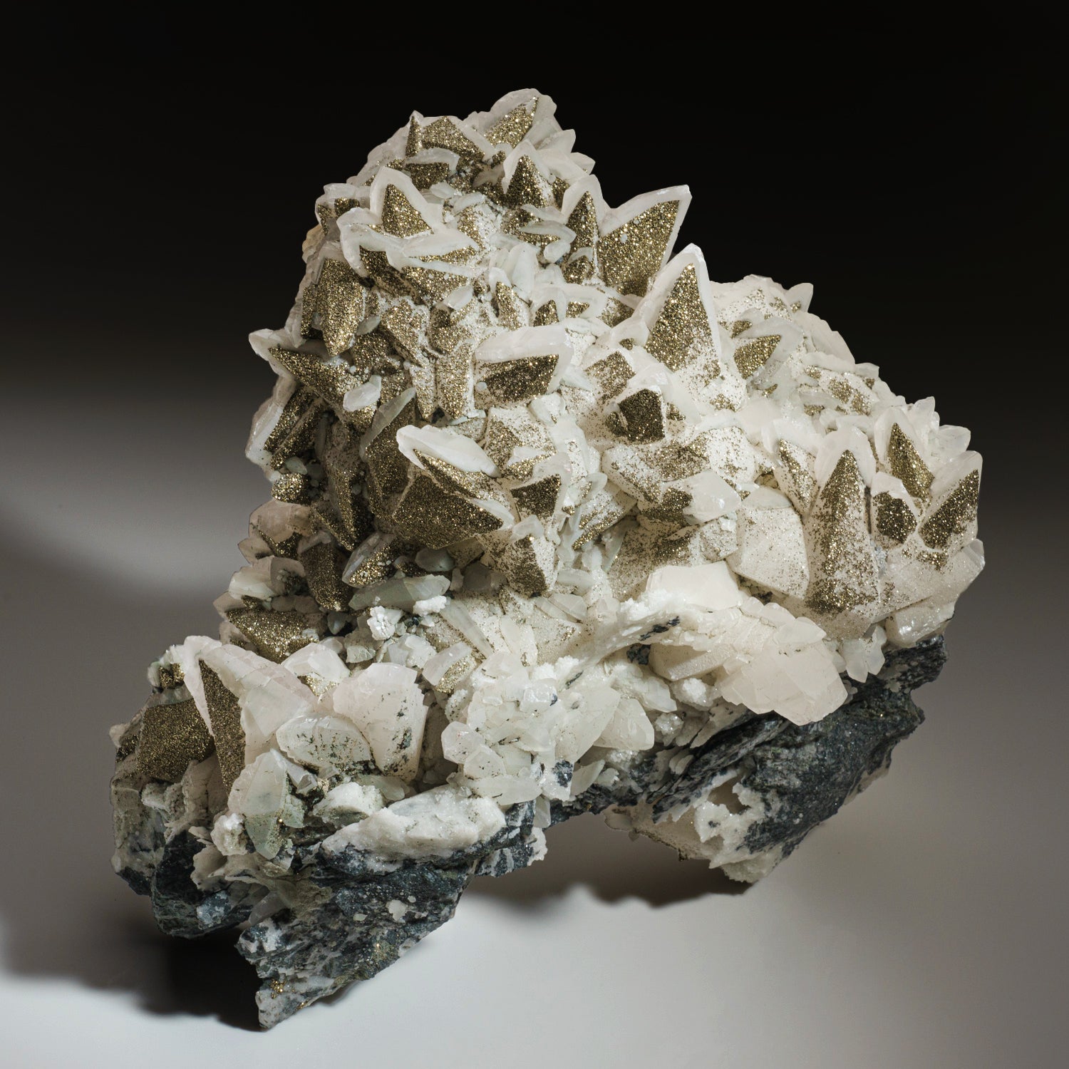 Chalcopyrite over Calcite from Edong Mining District, Daye, Hubei, China