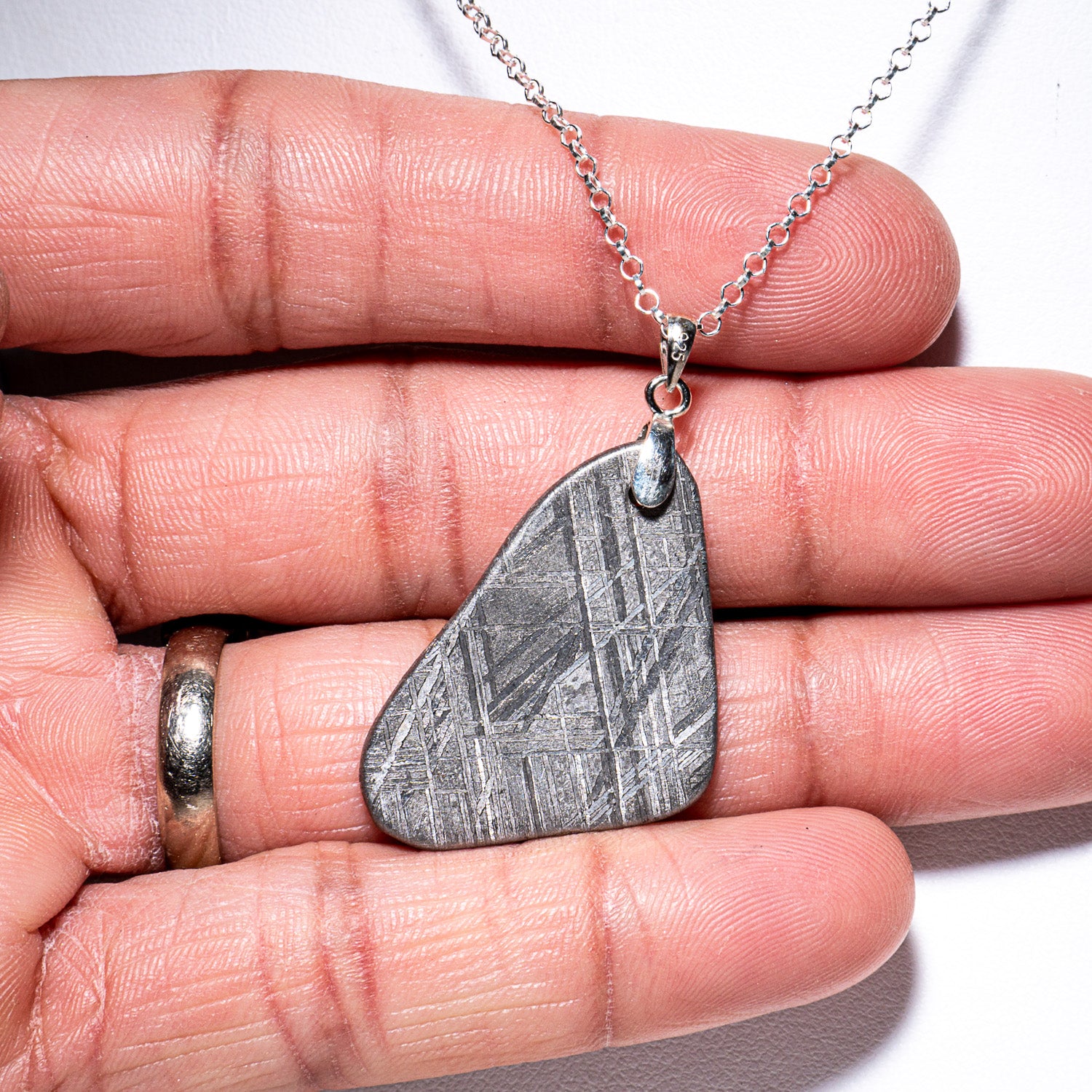 Polished Seymchan Meteorite pendant (11.9 grams) with 18" Sterling Silver Chain