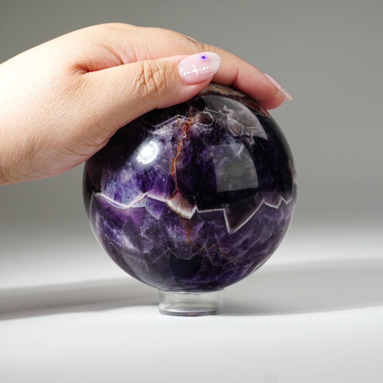 Polished Chevron Amethyst Sphere from Brazil (4", 3.2 lbs)