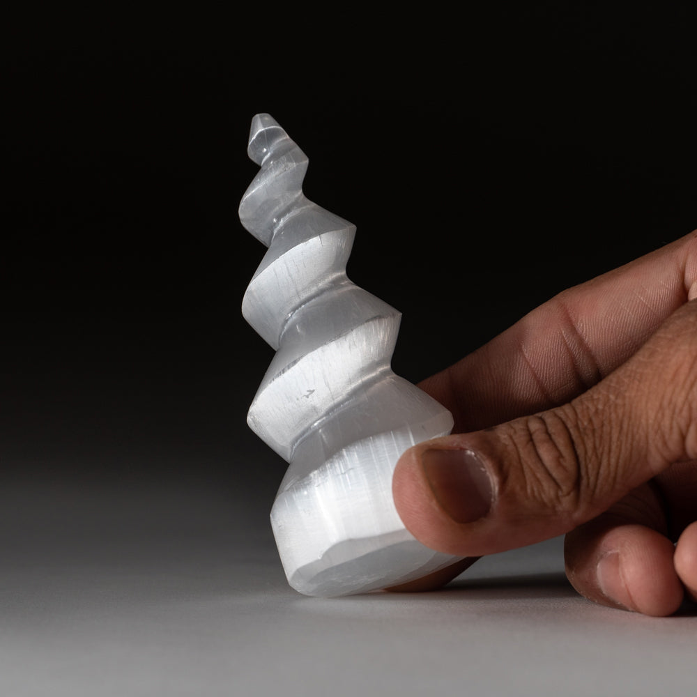 White Selenite Spiral Tower from Morocco (113.2 grams)