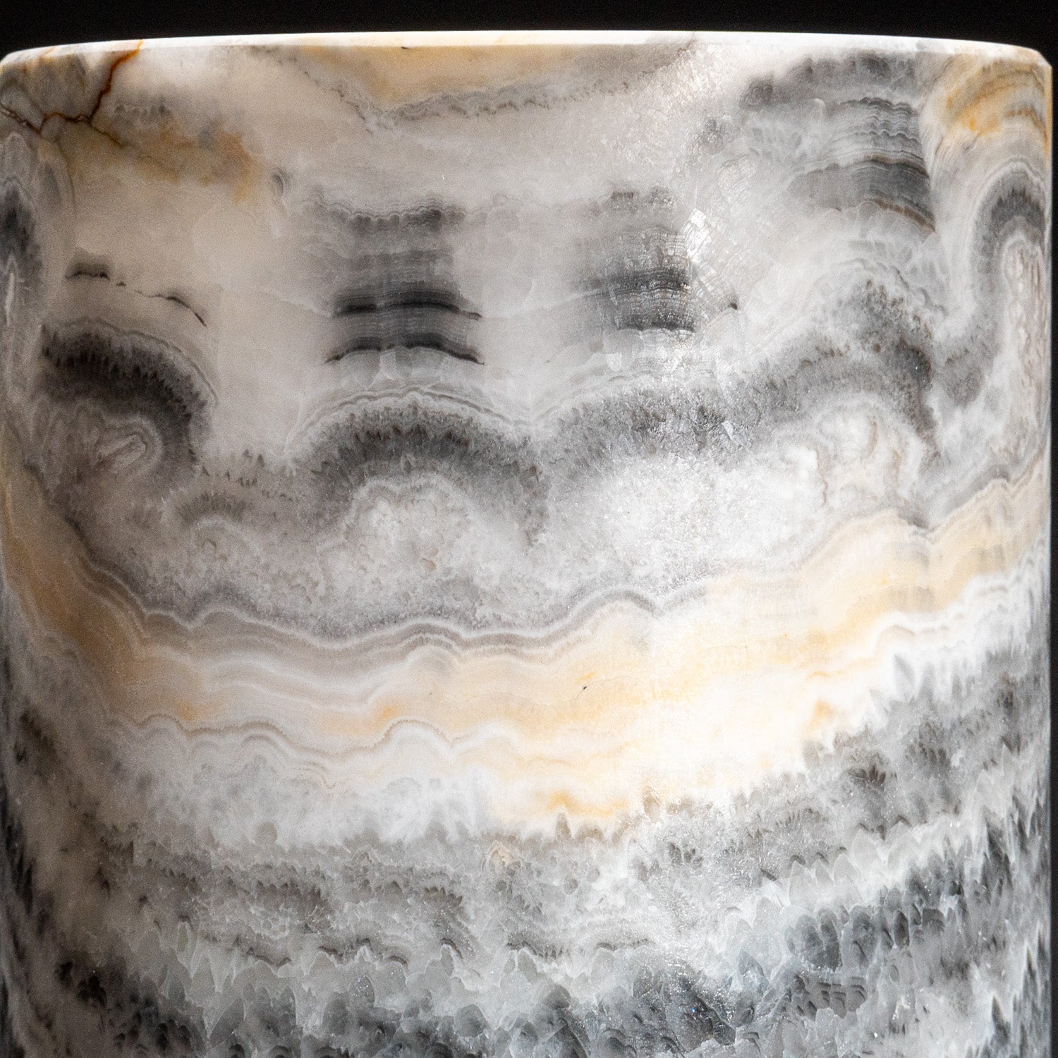 Genuine Round Gray Banded Onyx Lamp (12", 9.5 lbs)