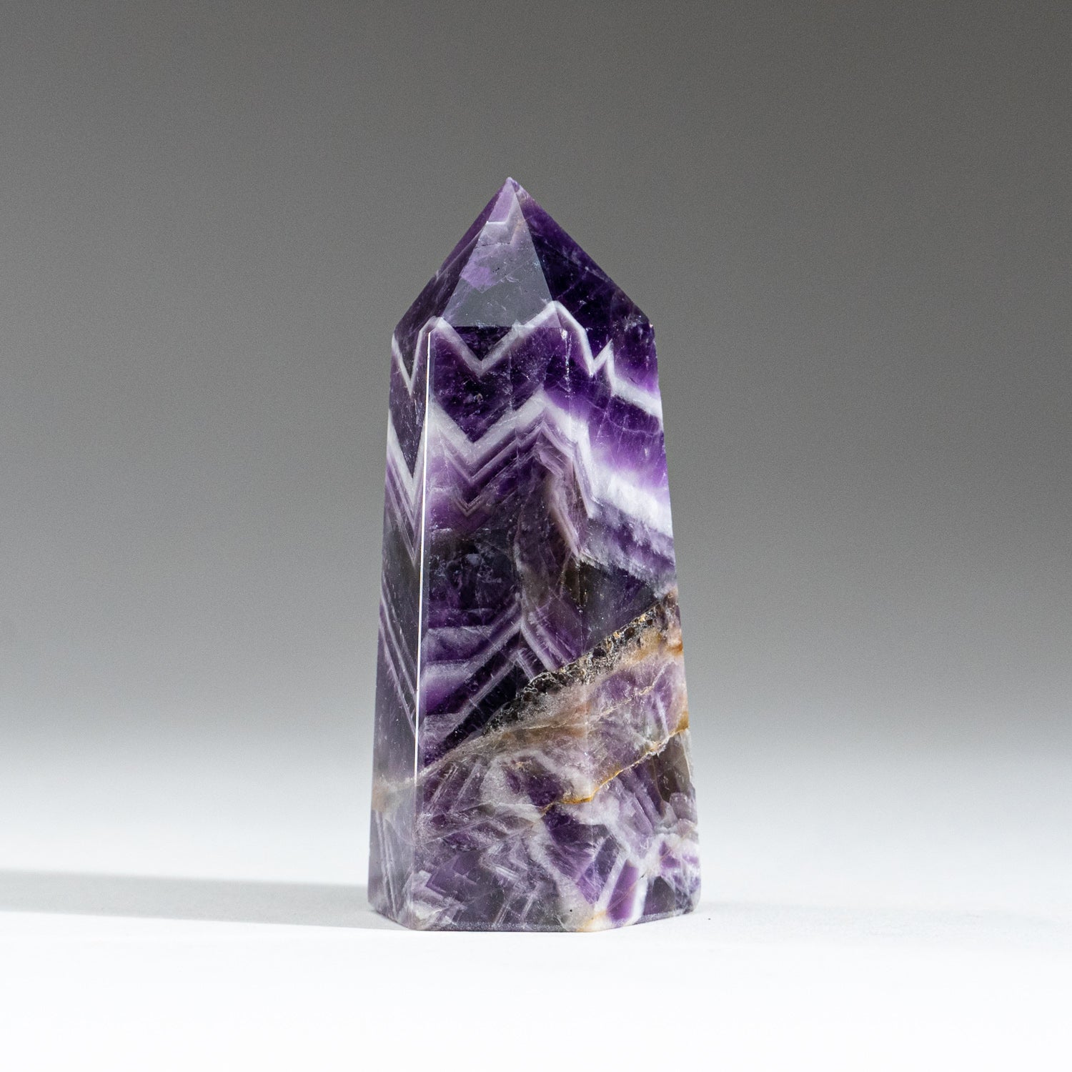 Polished Chevron Amethyst Point from Brazil (113.6 grams)