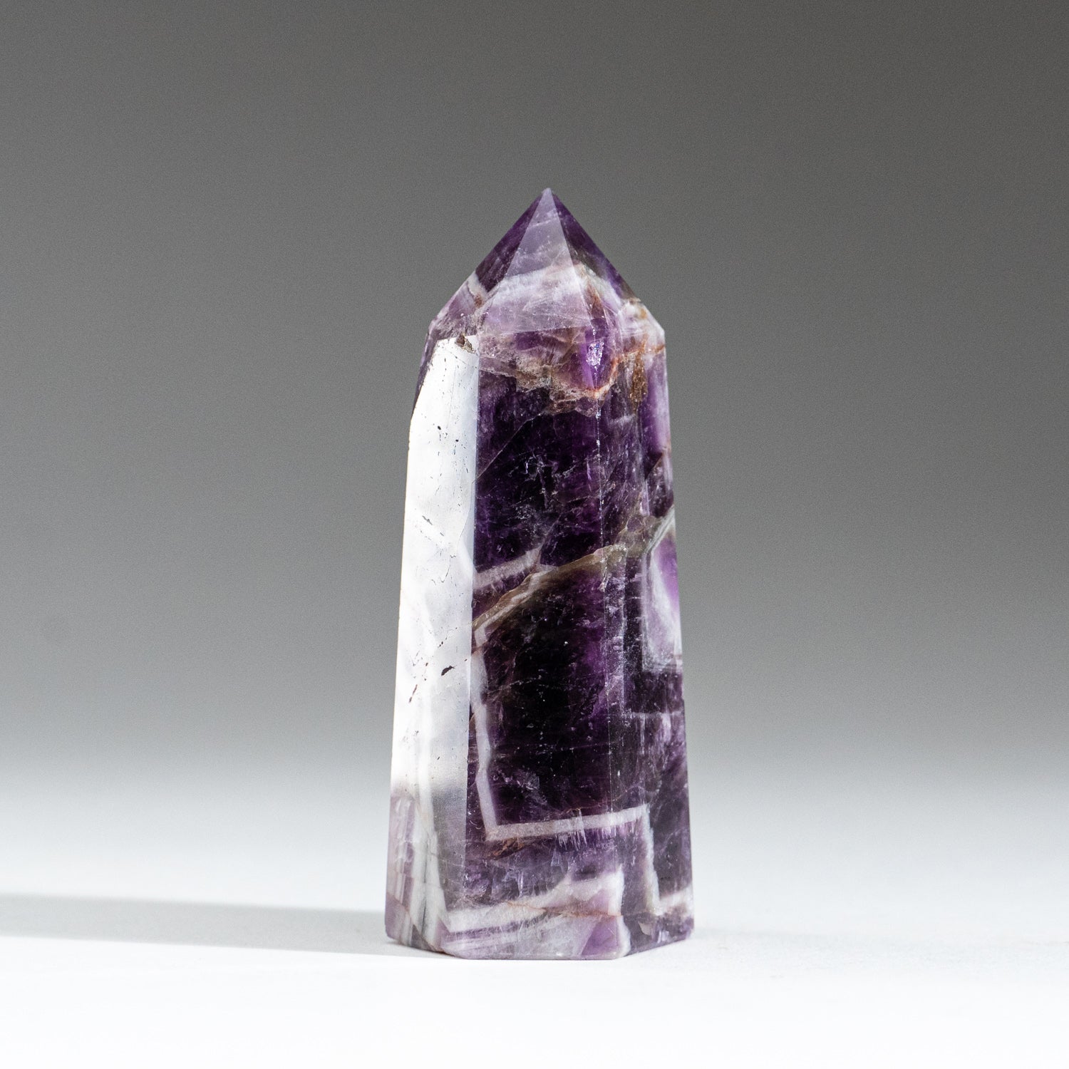 Polished Chevron Amethyst Point from Brazil (118.4 grams)
