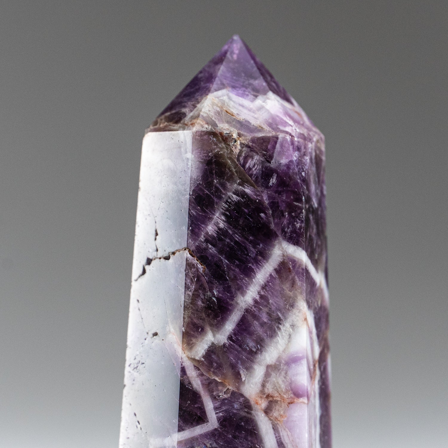 Polished Chevron Amethyst Point from Brazil (118.4 grams)