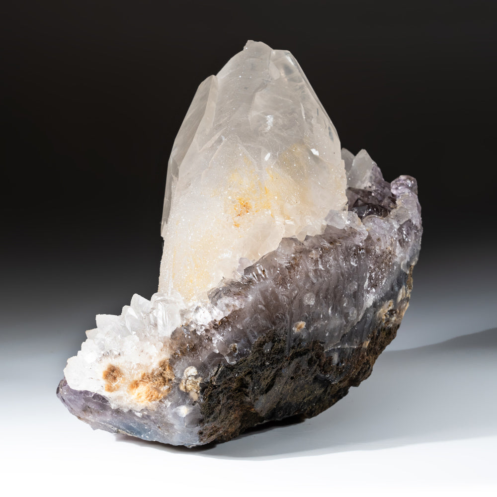 Natural Calcite on Amethyst cluster (9.8 lbs)