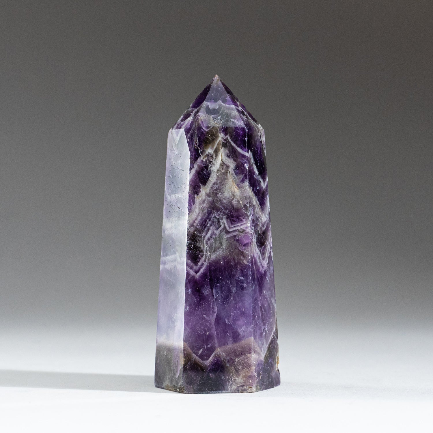 Polished Chevron Amethyst Point from Brazil (207.8 grams)