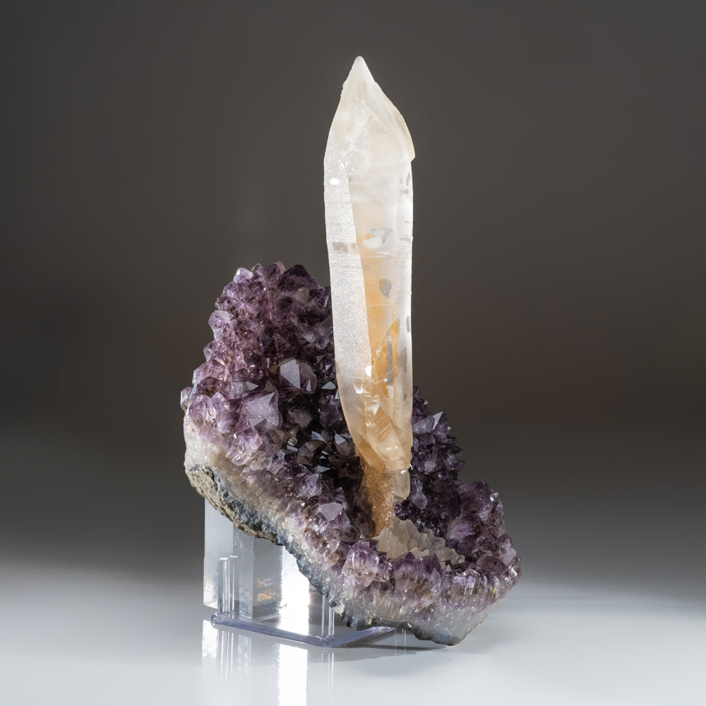 Natural Calcite on Amethyst cluster (15 lbs)