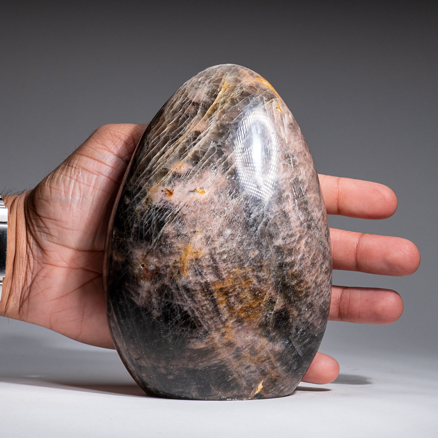 Genuine Polished Black Moonstone Freeform From Madagascar (2.8 lbs)