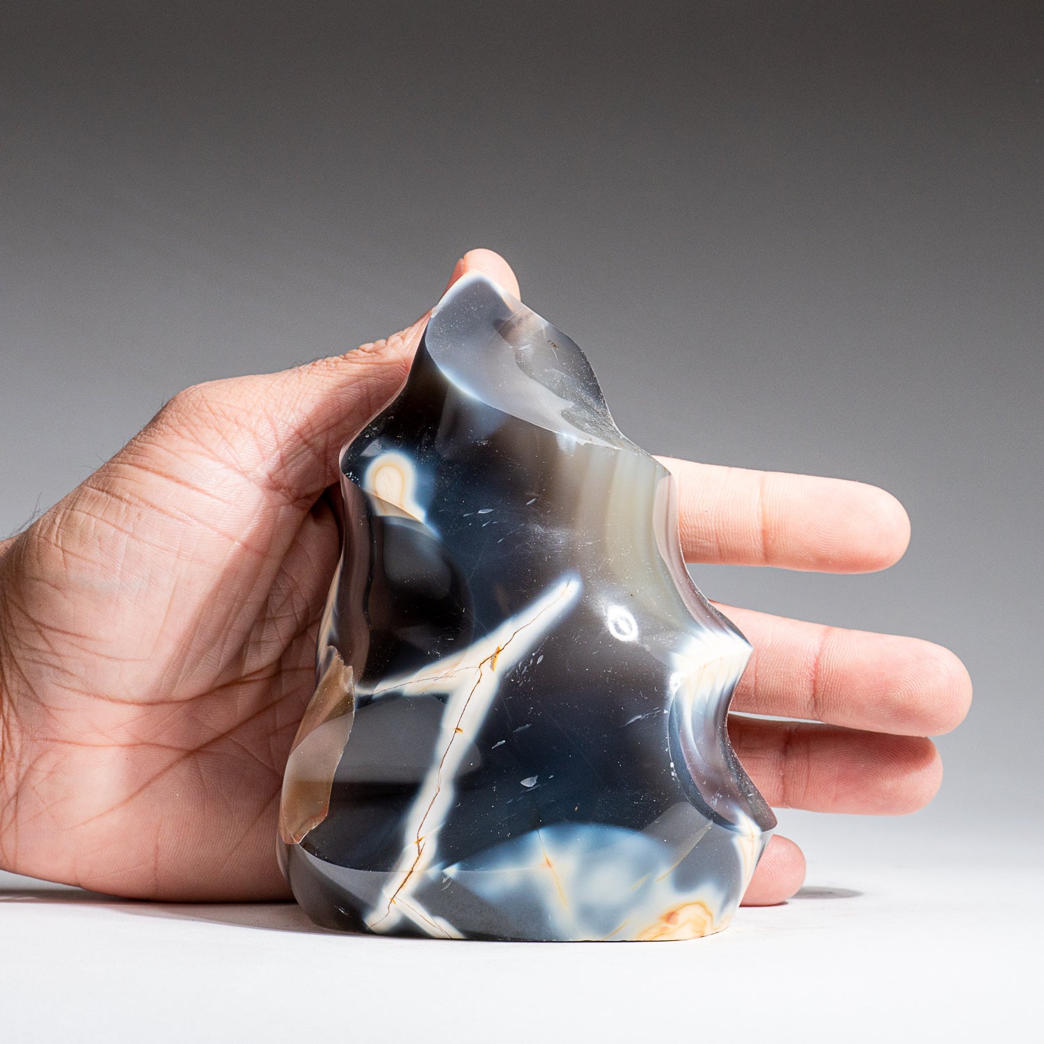 Genuine Polished Blue Chalcedony Orca Stone Flame Freeform (1.8 lbs)