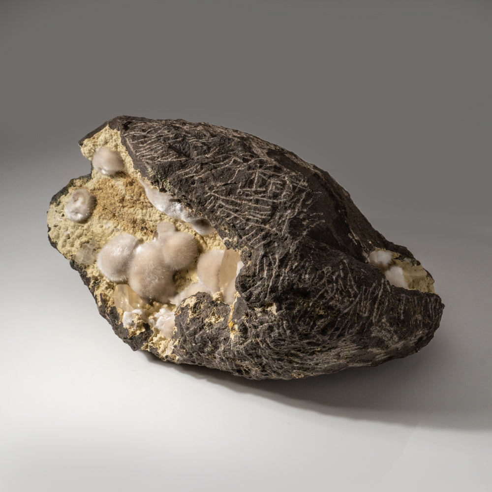 Okenite with Calcite Geode from Bombay Quarry, Mumbai, Maharastra, India