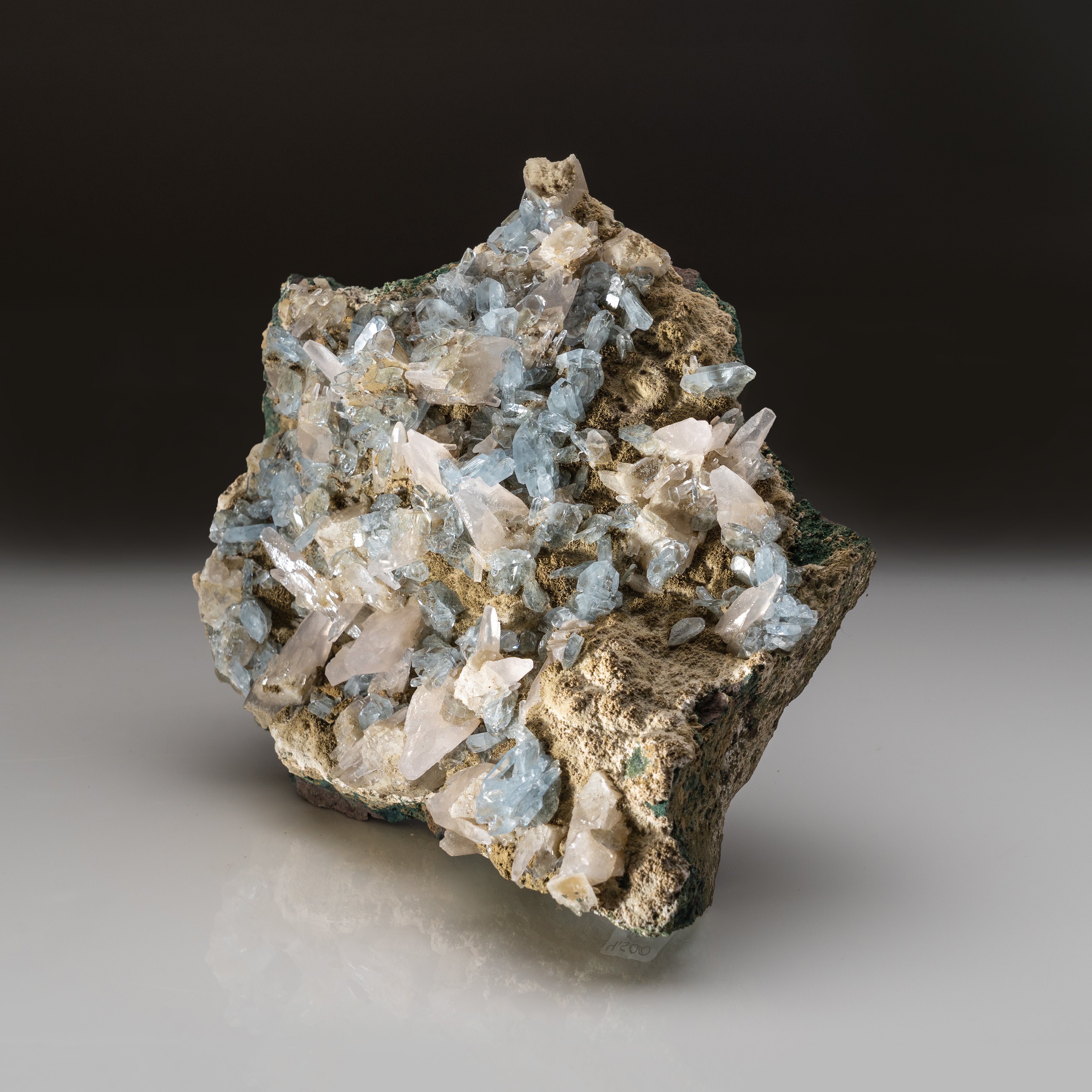 Blue Barite with Calcite on Matrix from Rio Grande do Sul, Brazil