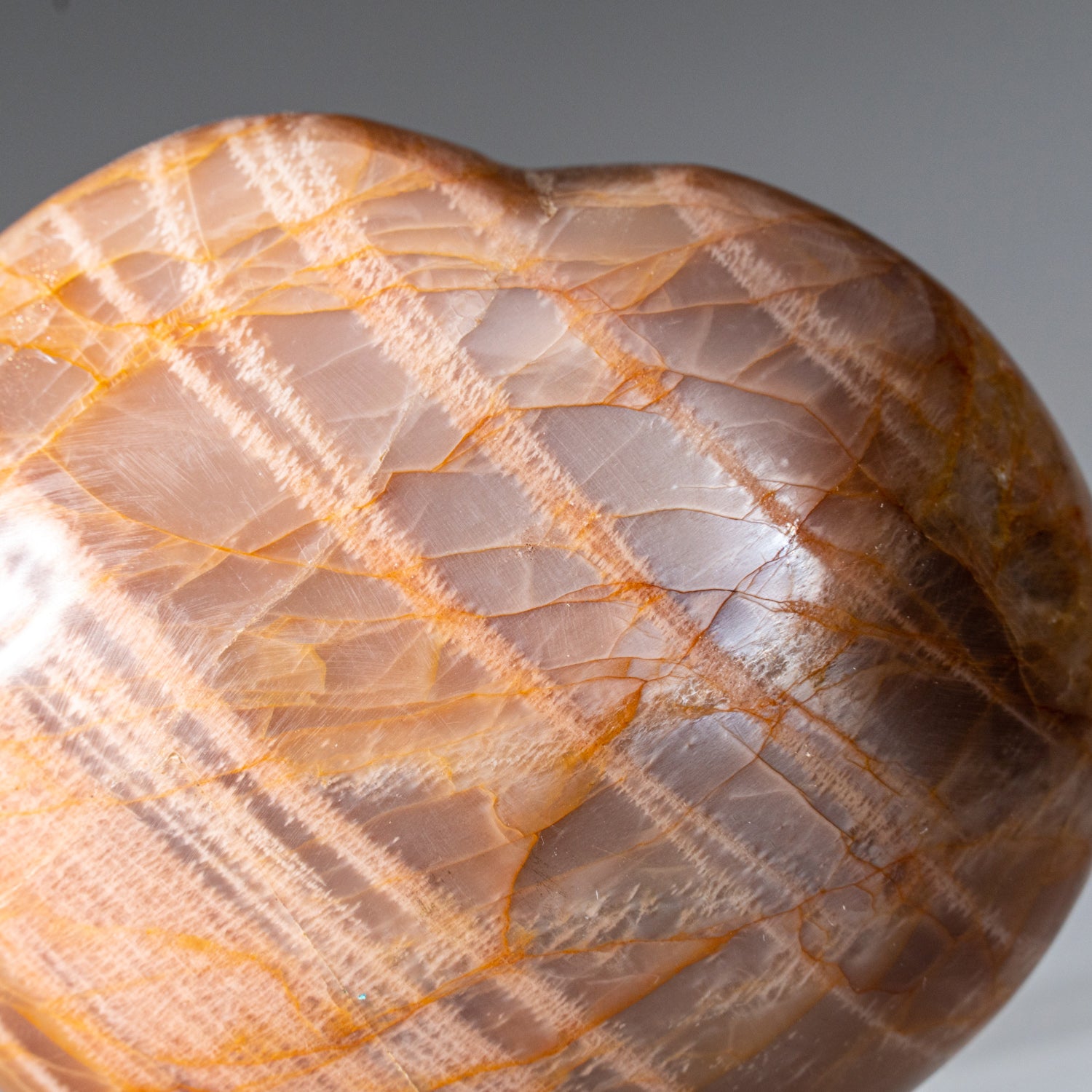 Genuine Polished Peach Moonstone (Medium) Heart from Madagascar