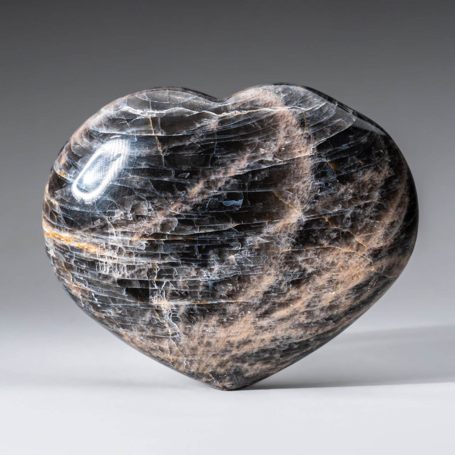 Genuine Polished Black Moonstone (Large) Heart from Madagascar