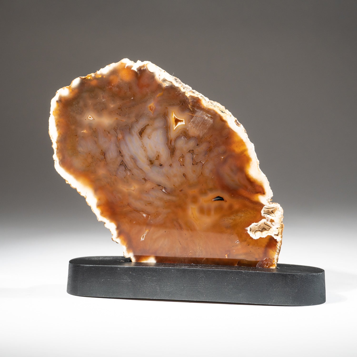 Polished Natural Agate Slice on Wooden Stand (.9 lbs)