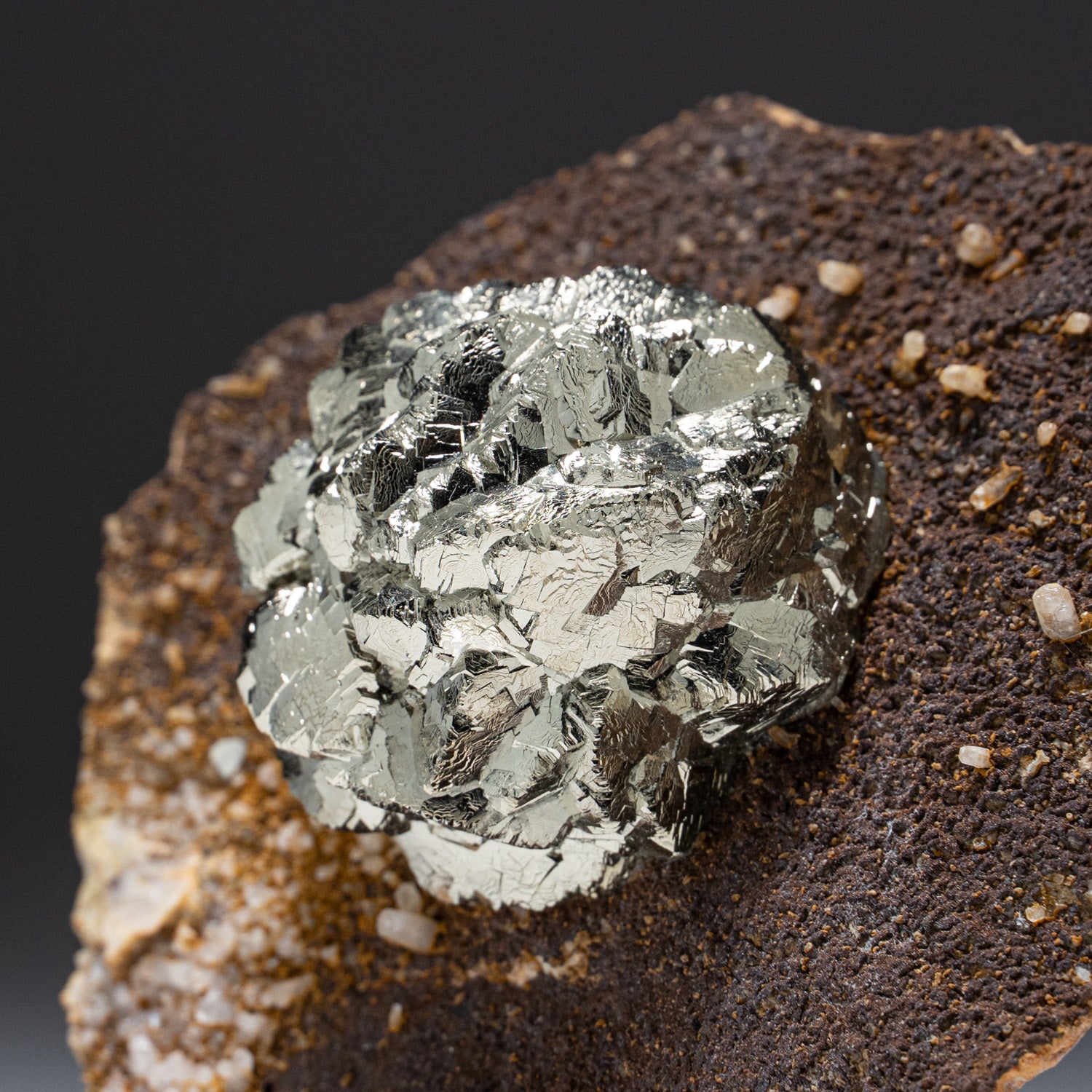 Pyrite Crystal Cluster on Matrix from Yaogangxian Mine, Nanling Mountains, Hunan Province, China (350.7 grams)
