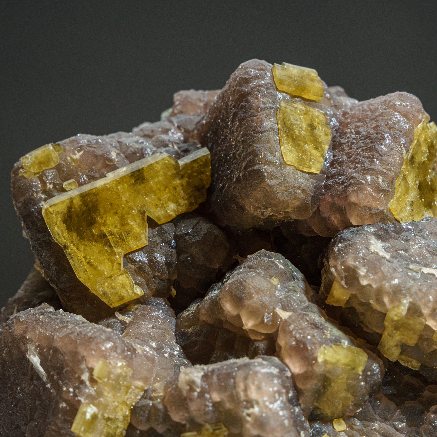 Yellow Fluorite on Calcite from Moscona Mine, Villabona District, Asturias, Spain