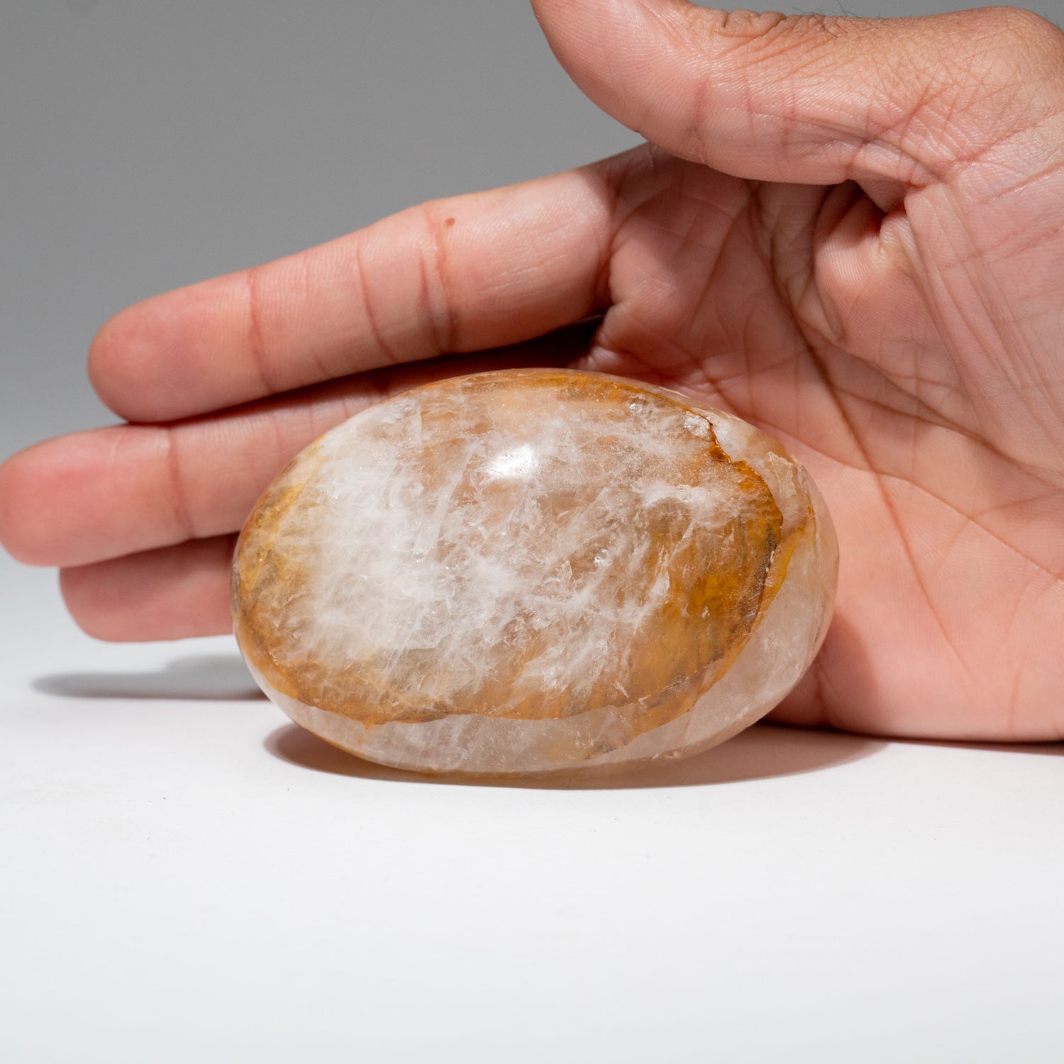 Genuine Polished Lemon Quartz (Large) Palm Stone