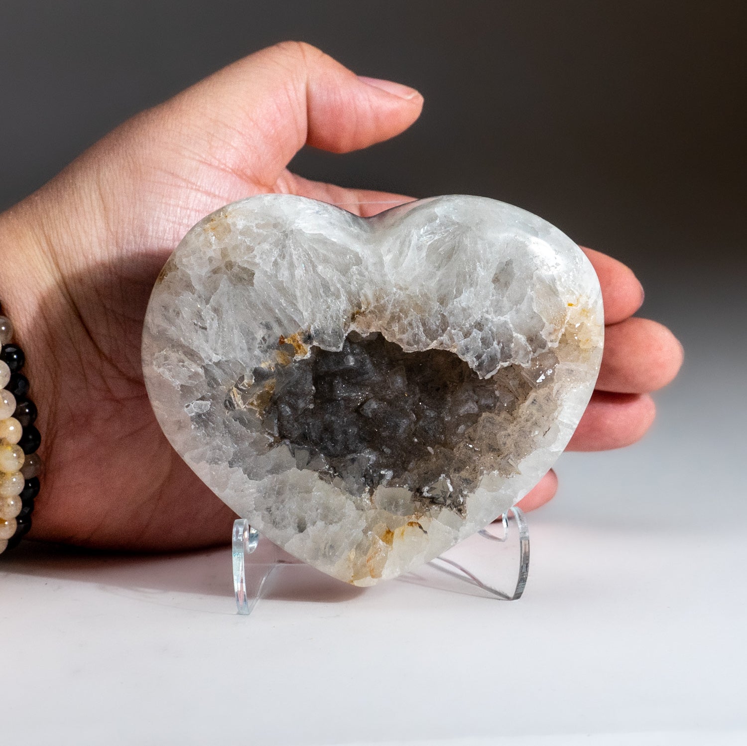 Genuine Banded Agate Quartz Geode Heart from Uruguay (337.9 grams)