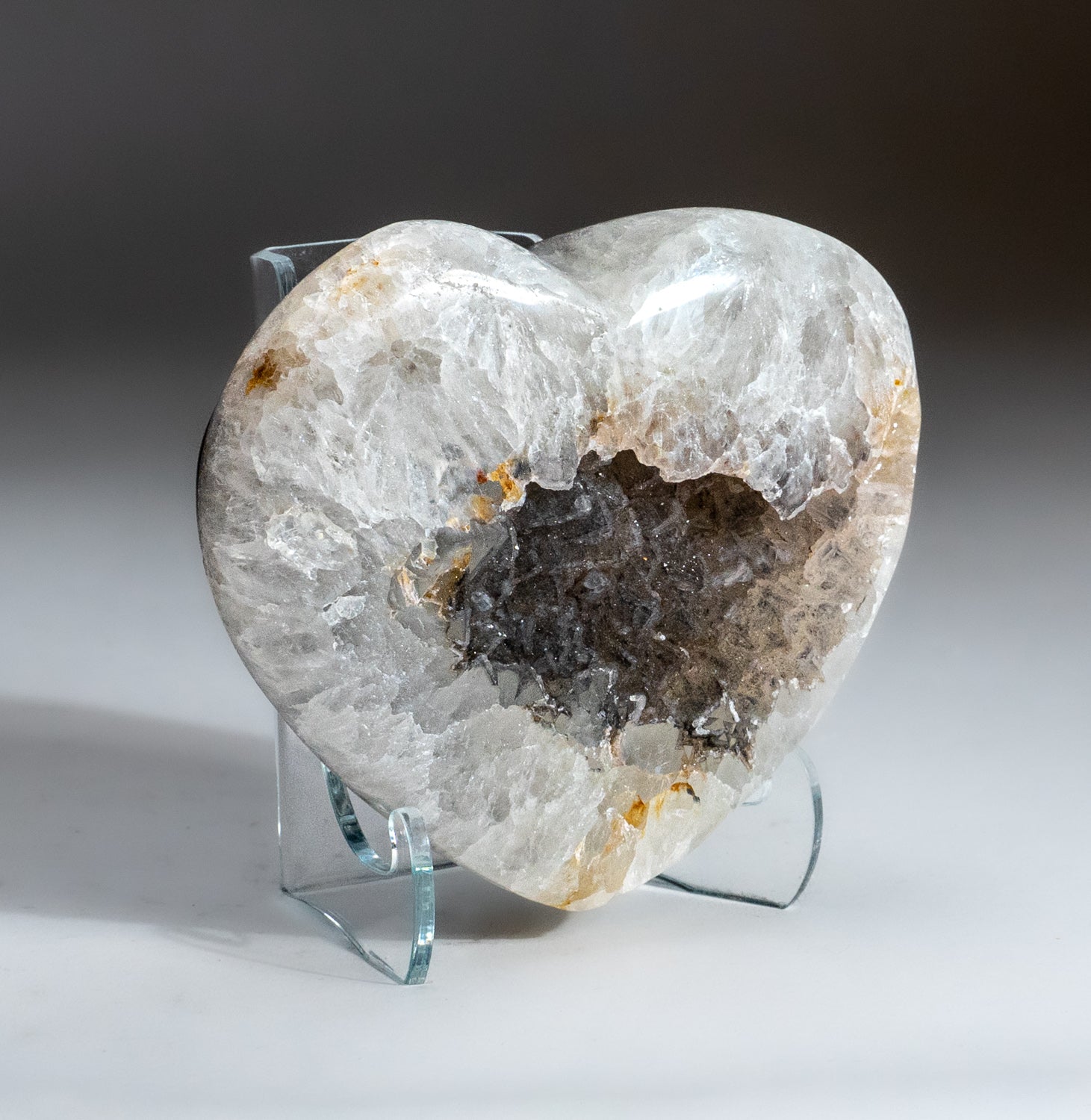 Genuine Banded Agate Quartz Geode Heart from Uruguay (337.9 grams)