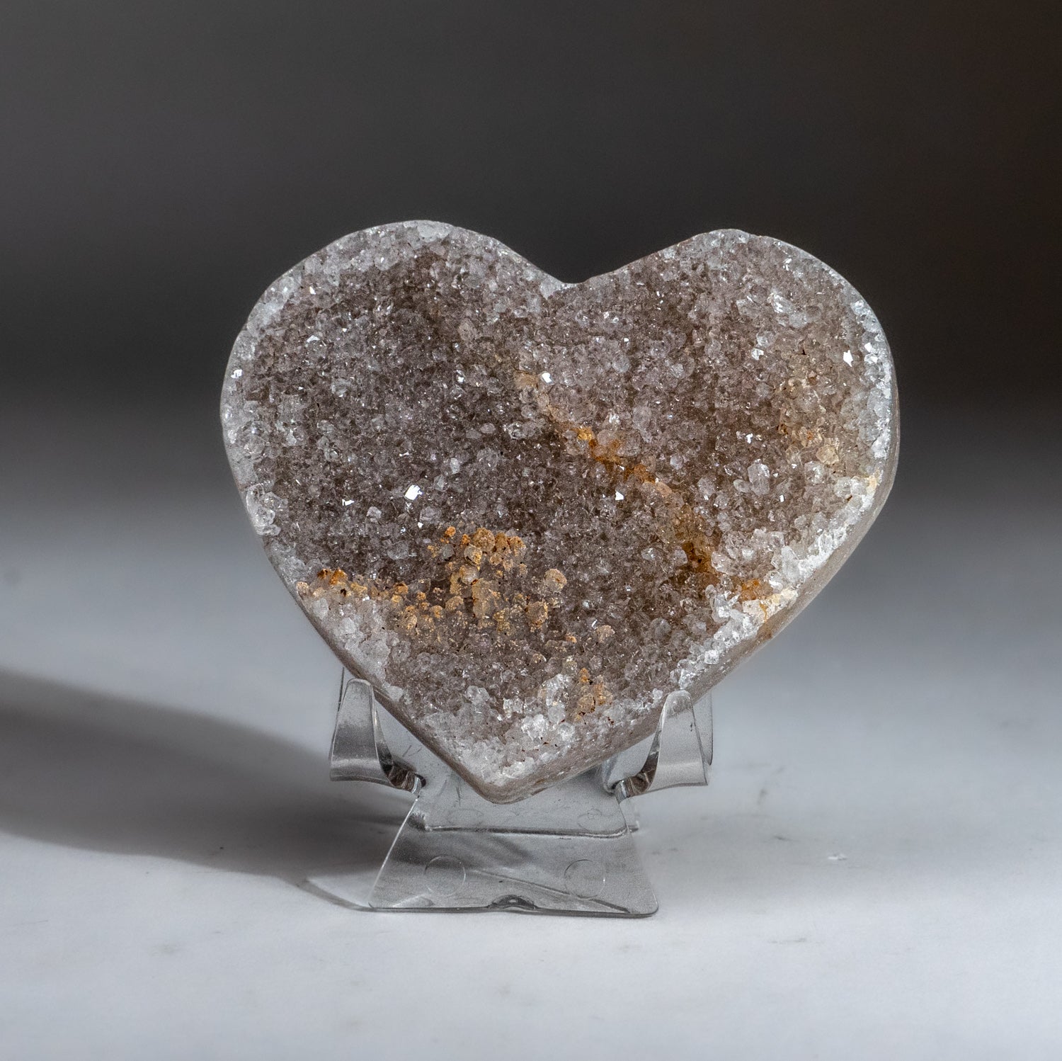 Genuine Banded Agate Druzy Quartz Heart from Uruguay (136.7 grams)