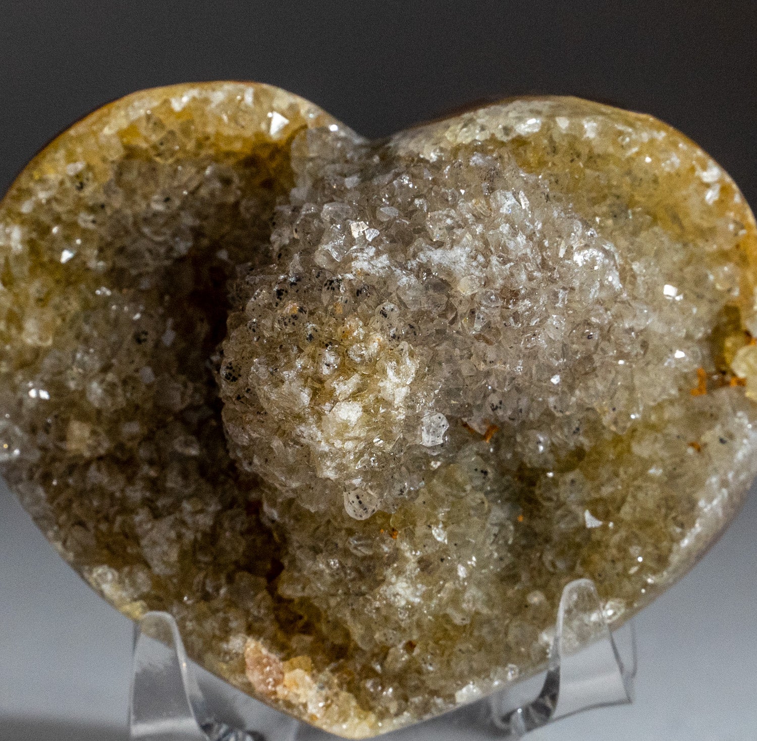 Genuine Banded Agate Druzy Cluster Heart from Uruguay (135.5 grams)