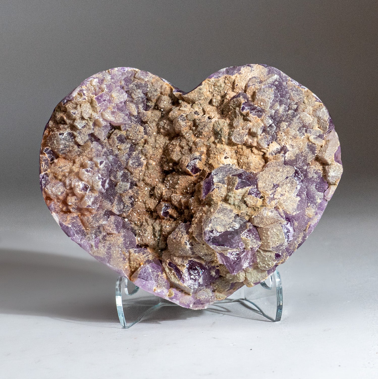 Genuine Banded Agate Druzy Cluster Heart from Uruguay (395.6 grams)