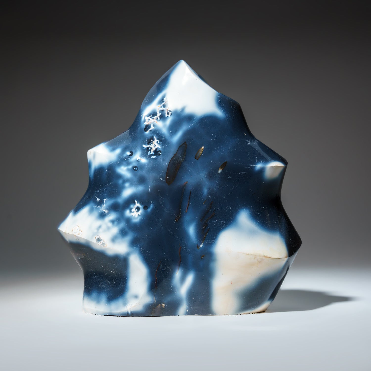 Genuine Polished Blue Chalcedony Orca Stone Flame Freeform (6 lbs)