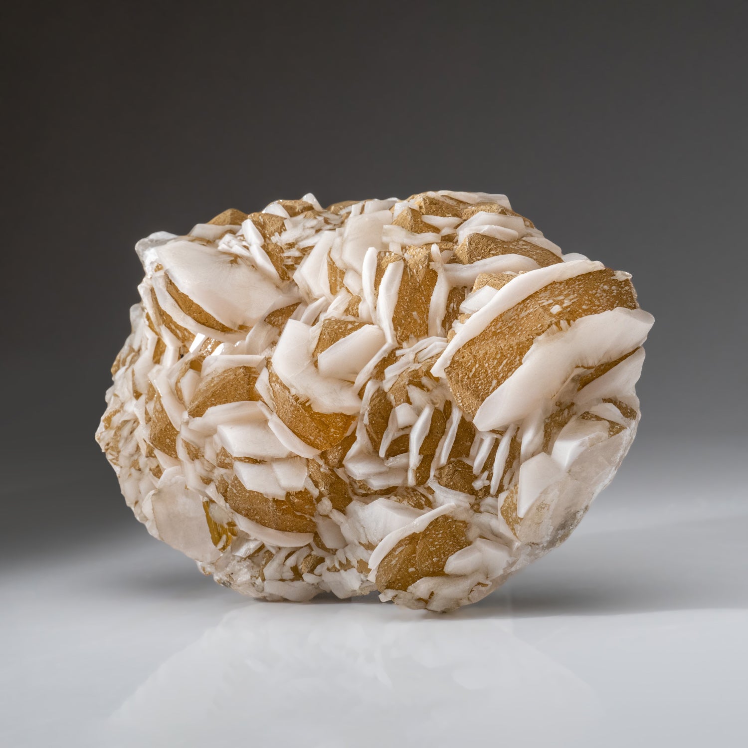 White Sandwich Calcite with Pyrite from Pingwu beryl mine, Sichuan, China