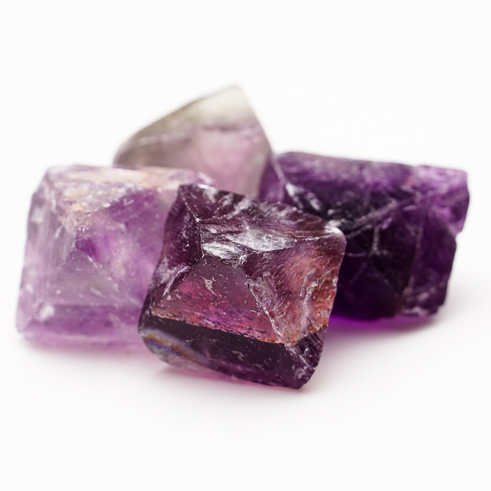 Four Translucent Purple Fluorite Palm Crystal from China