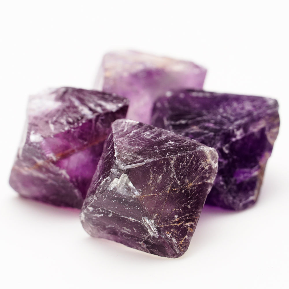 Four Translucent Purple Fluorite Palm Crystal from China
