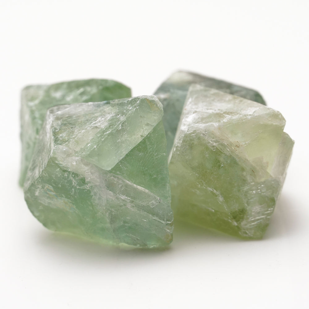 Four Translucent Green Fluorite Palm Crystal from China