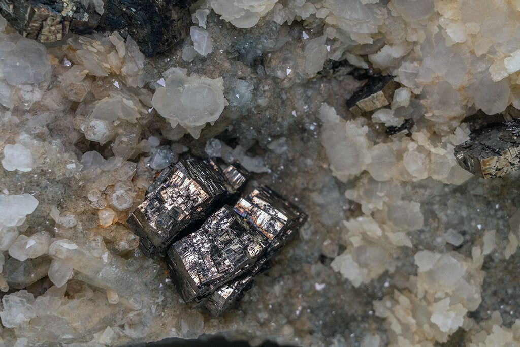 Pyrrhotite on Calcite From Dalnegorsk, Primorskiy Kray, Russia