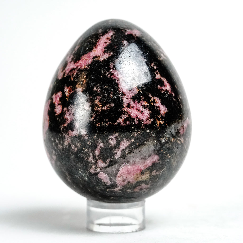 Polished Imperial Rhodonite Egg from Madagascar (3'', 550.3 grams)