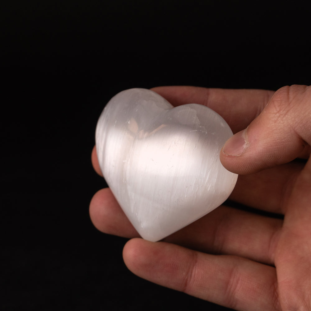 Clear Selenite Crystal Heart from Morocco (120 grams)