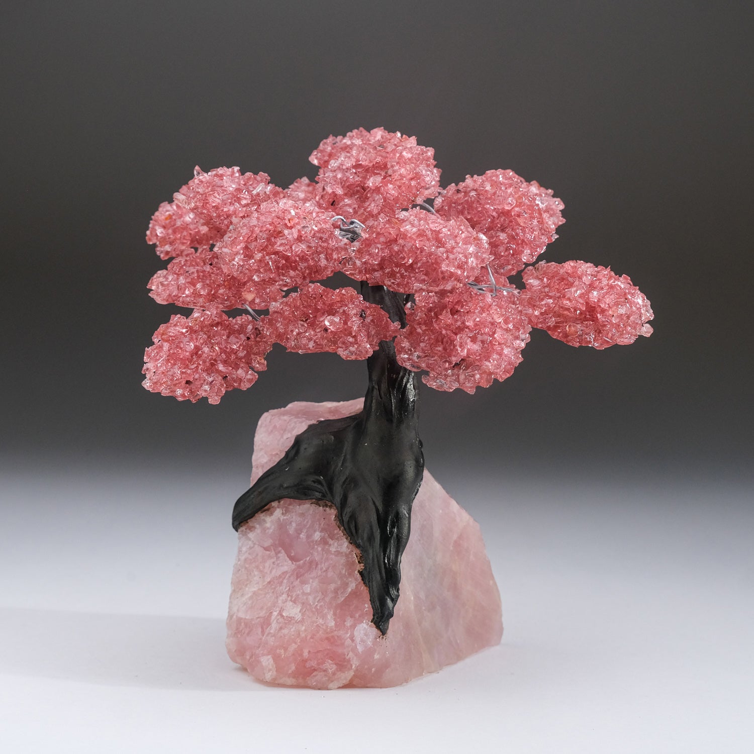 Large - Genuine Rose Quartz Clustered Gemstone Tree on Rose Quartz Matrix (The Eternal Love Tree)