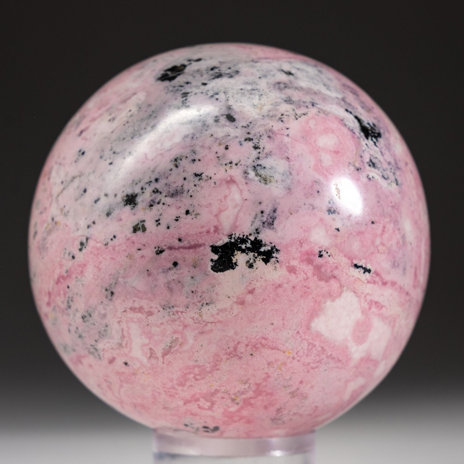 Polished Rhodonite Sphere from Peru (416 grams)