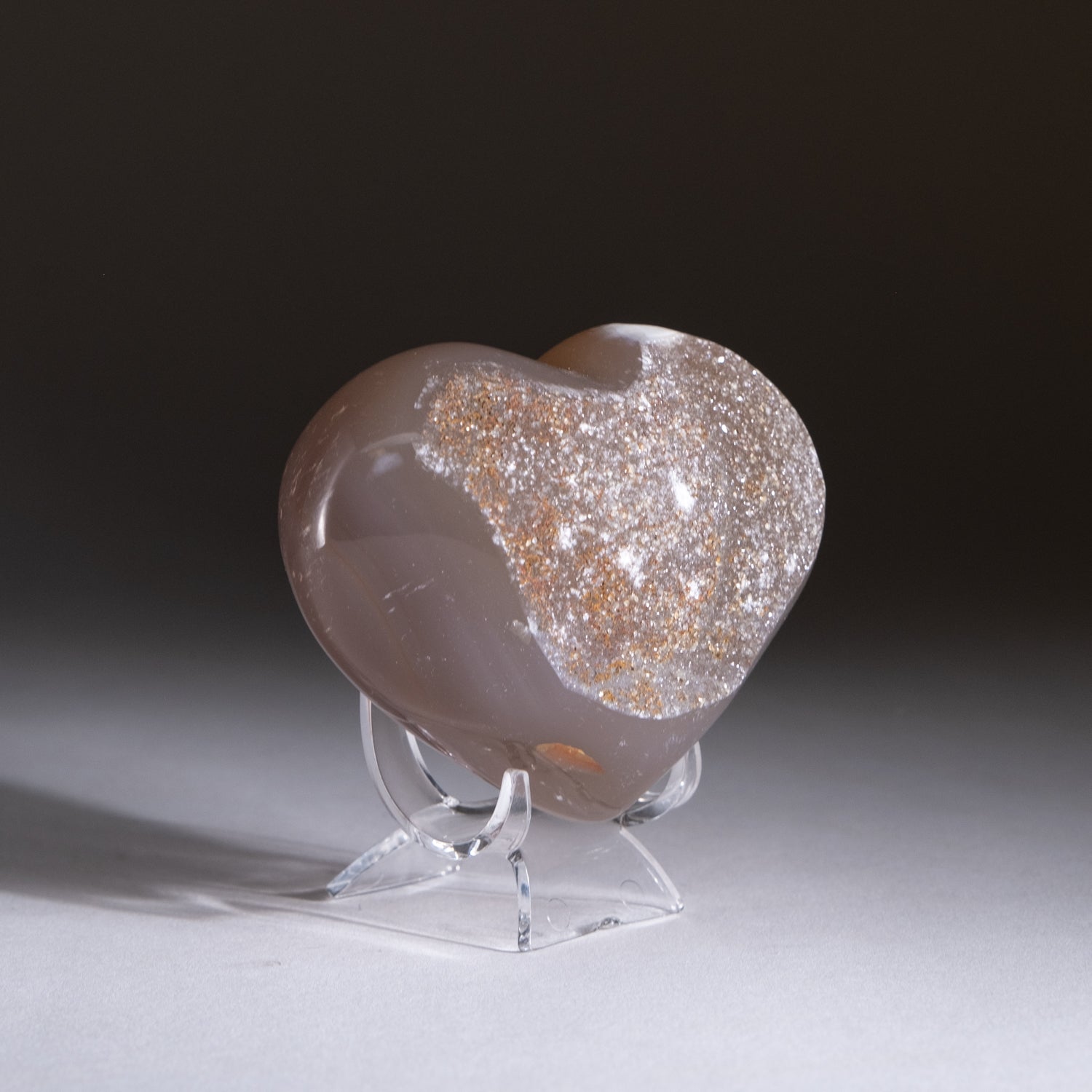 Druzy Quartz Banded Agate Heart from Uruguay (349 grams)
