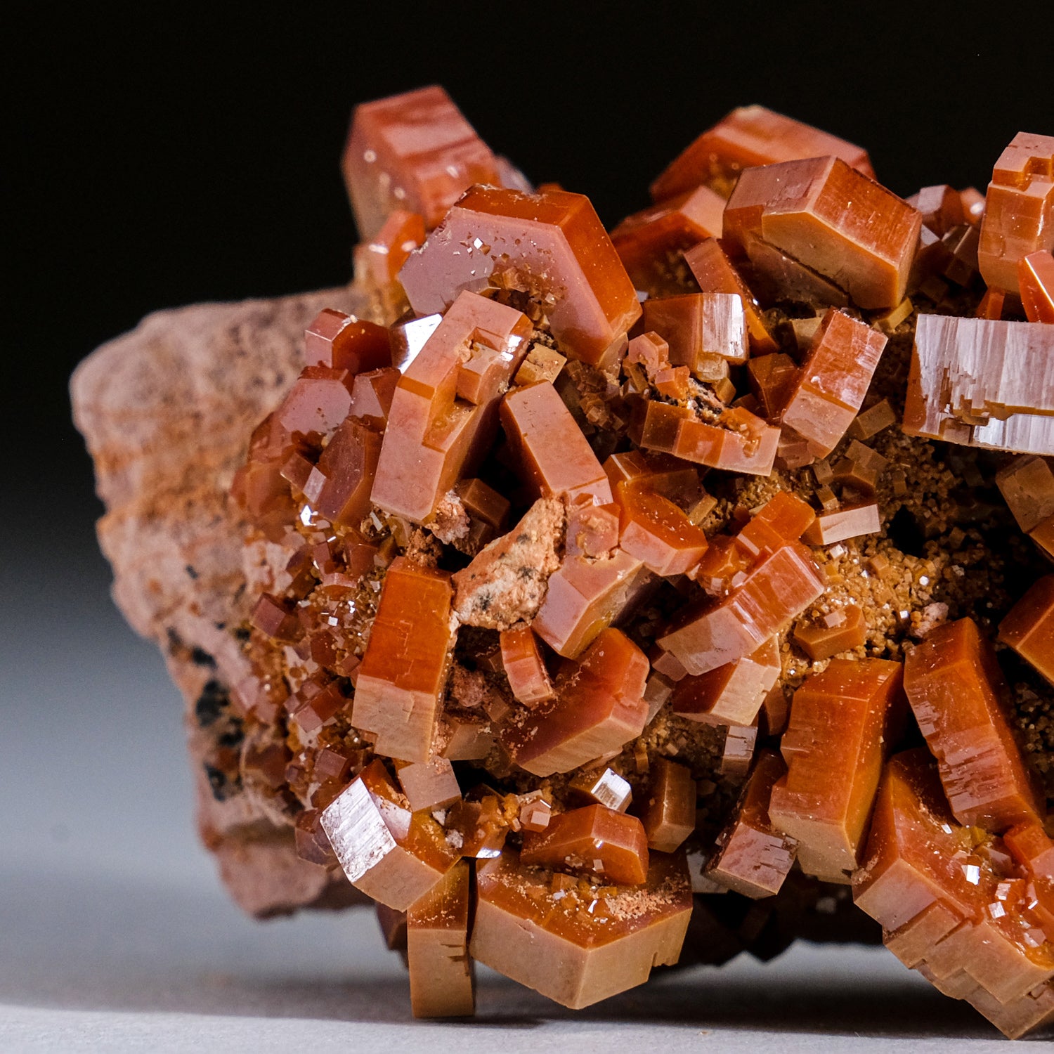 Genuine Vanadinite Crystal Cluster on Matrix from Morocco (83.5 grams)