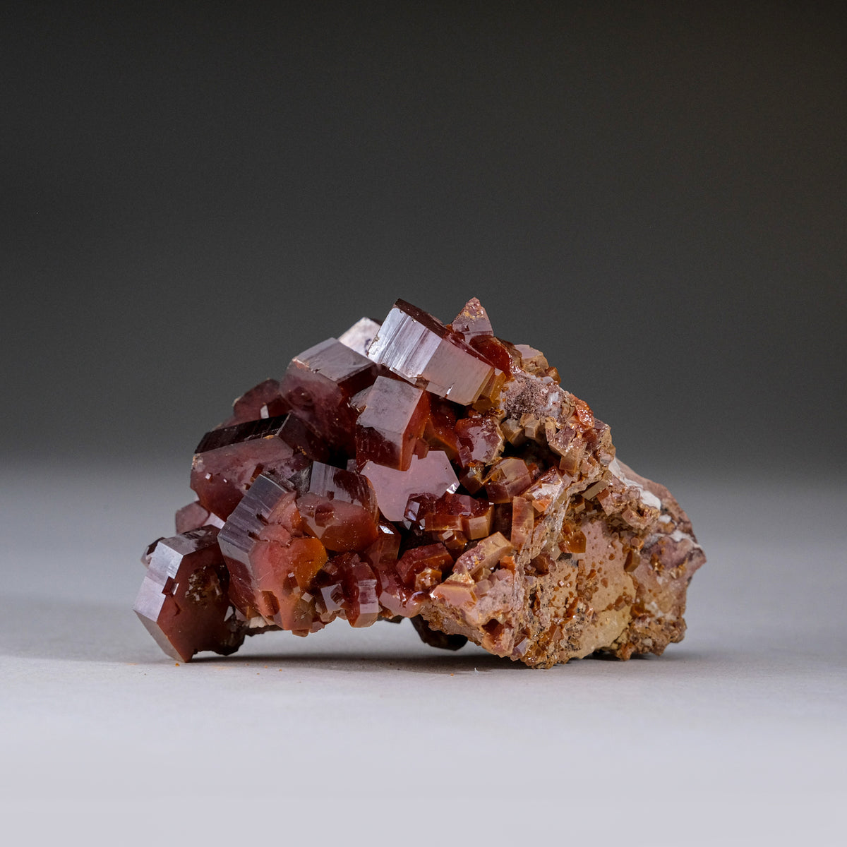 Genuine Vanadinite Crystal Cluster on Matrix from Morocco (128.8