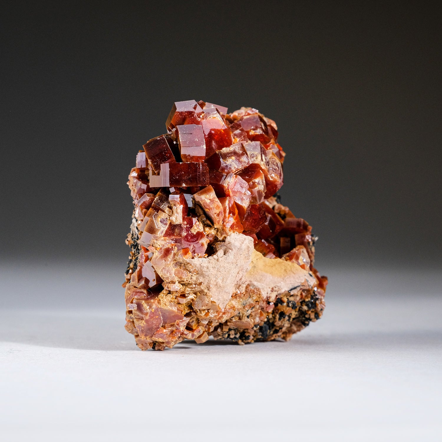 Genuine Vanadinite Crystal Cluster on Matrix from Morocco (262.2 grams)
