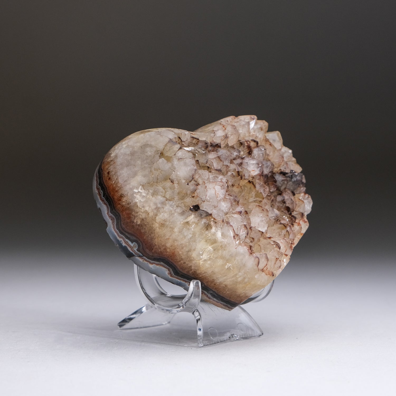 Genuine Banded Agate Citrine Quartz Heart from Uruguay (291.2 grams)