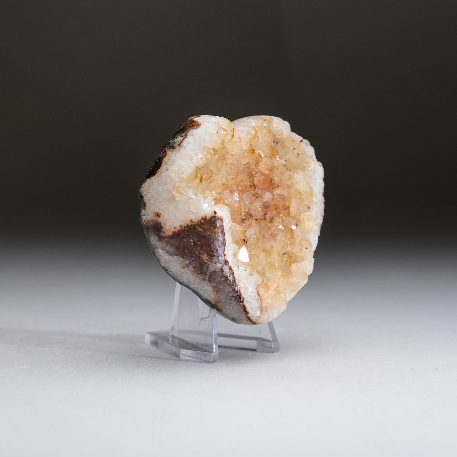Genuine Banded Agate Citrine Quartz Heart from Uruguay (123.6 grams)